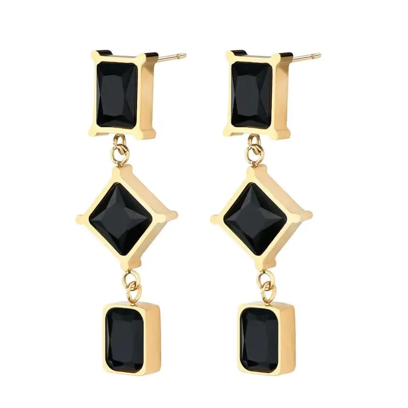 Boucles d'oreilles Black Shadow en acier inoxydable - Boucles d'oreilles élégantes et durables par AMILINE