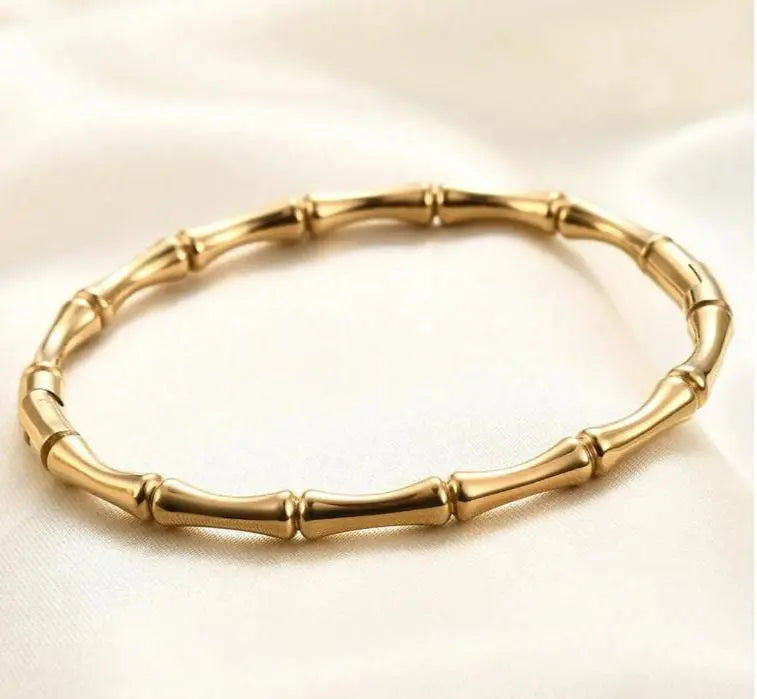 Bracelet rigide, Bambou doré acier inoxydable