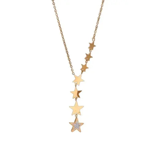 Collier satellite Rivière d'Étoiles en acier inoxydable par Amiline-fond blanc