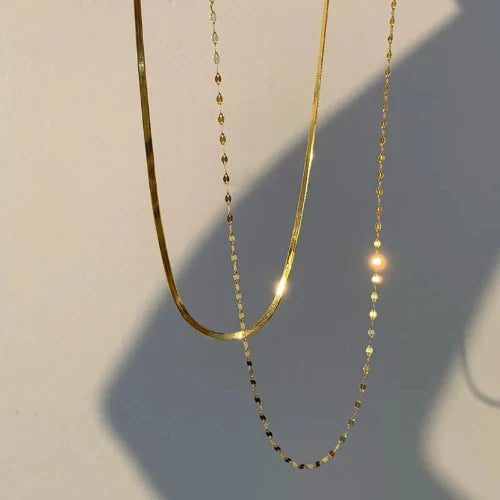 Collier layering acier inoxydable dore Liv