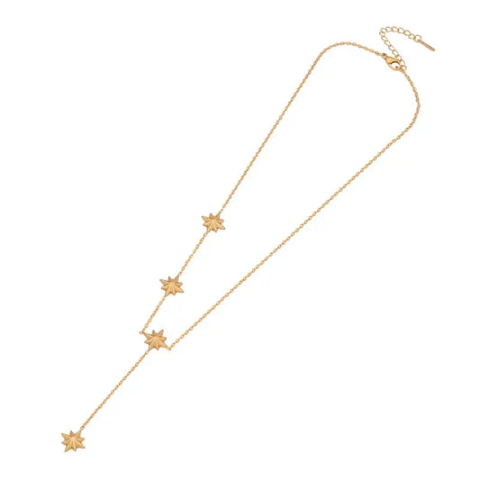 Collier Gloria design en Y acier inoxydable doré