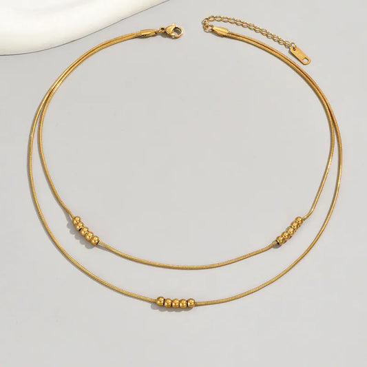 Collier ras de cou acier inoxydable dore