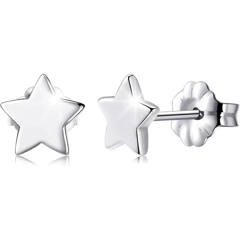 Boucles d'oreilles Étoile Merveilleuse - Boucles d'oreilles en forme d'étoile en acier inoxydable couleur argent par AMILINE