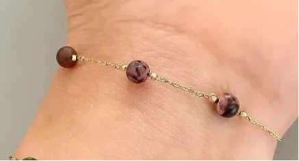 Bracelet India femme tendance en acier inoxydable et pierres naturelles