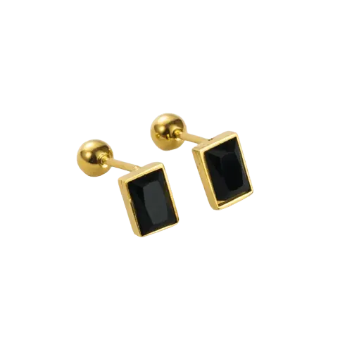Boucles Lucie Amiline pierre noire acier
