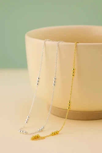 collier fin boule argent