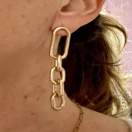 Boucles d'oreilles Roxy femme acier inoxydable doré maille chaîne pendantes