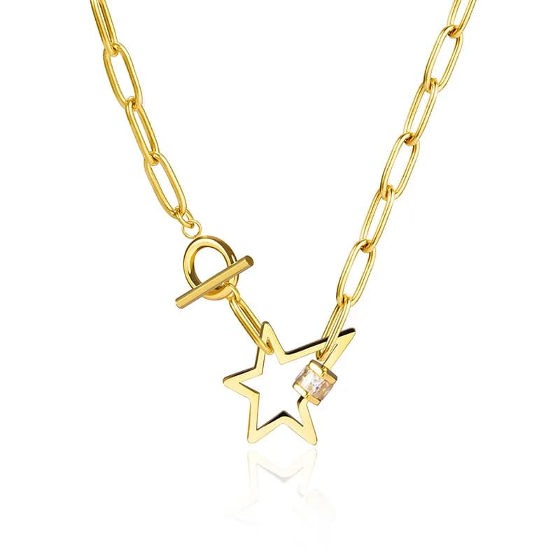 Collier Rock en acier inoxydable doré avec un thème rock par AMILINE
