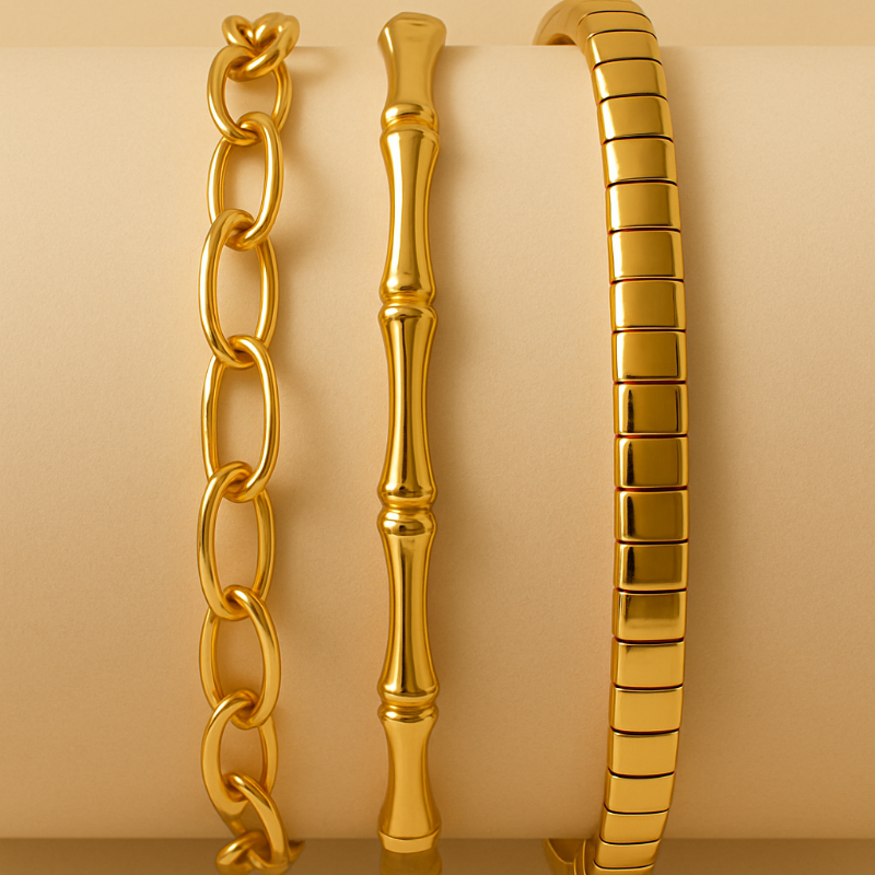 Bracelets acier inoxydable dores