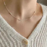 collier fin boules argent