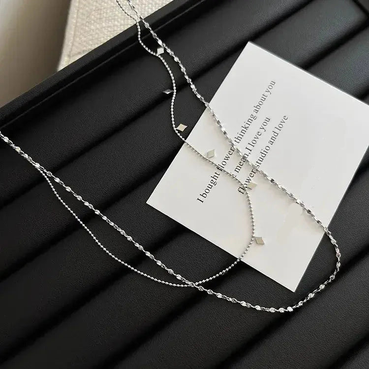 Collier Iliade double rang acier inoxydable argente