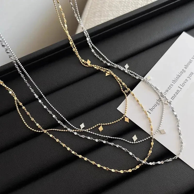 Collier acier inoxydable résistant et élégant argent et dore