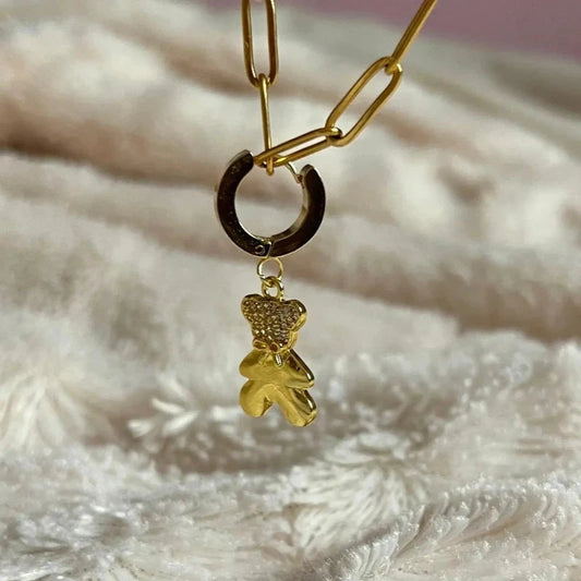 Breloque pendante ourson zircon inoxydable