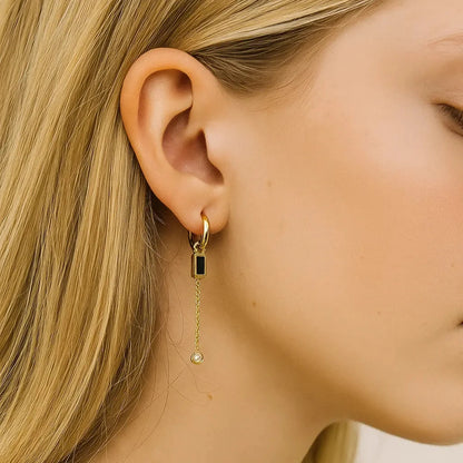 Boucle longue dore pierre et zircon acier