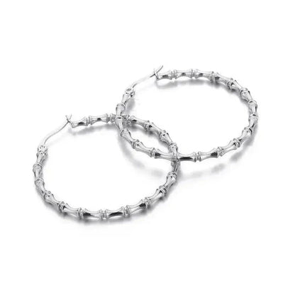 Créoles Bambou acier inox dore design bambou 4 cm
