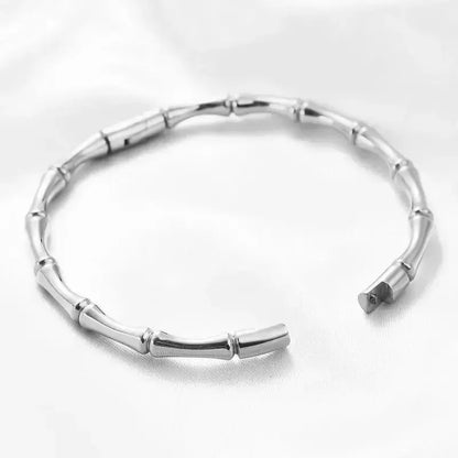 Bracelet rigide, Bambou acier inoxydable argenté