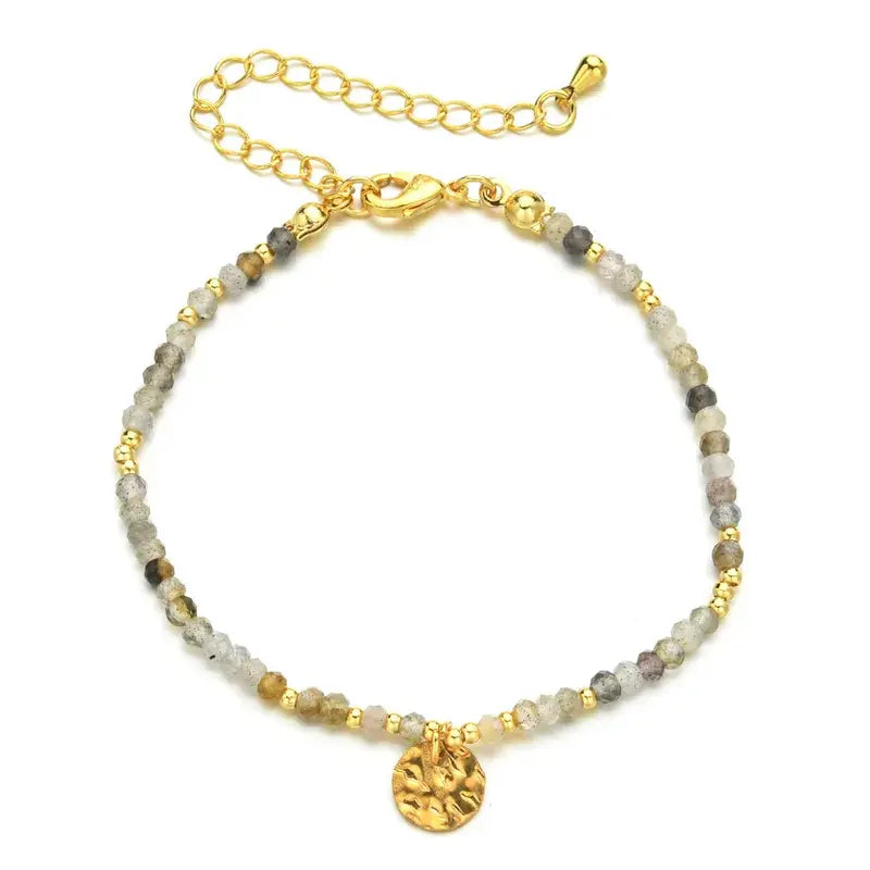 Bracelet Ivy pierres naturelles multicolores acier inoxydable doré
