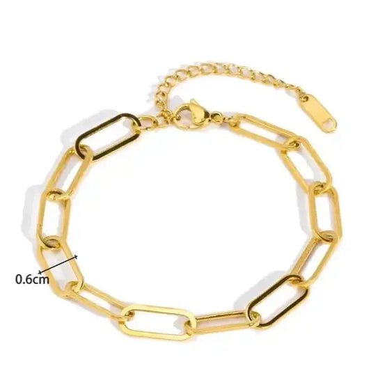 bracelet grosse maille cheval couleur doré en acier inoxydable