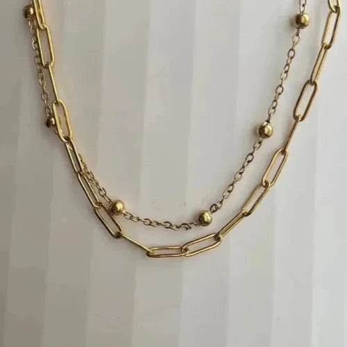 bracelet-double-rang et boules dorées | Amiline