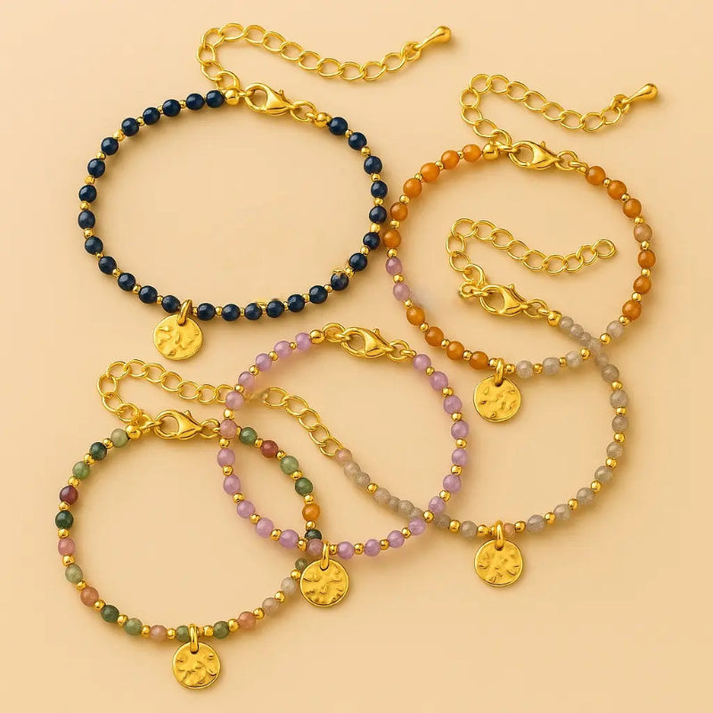 Bracelet bohème Ivy acier inoxydable et pierres naturelles