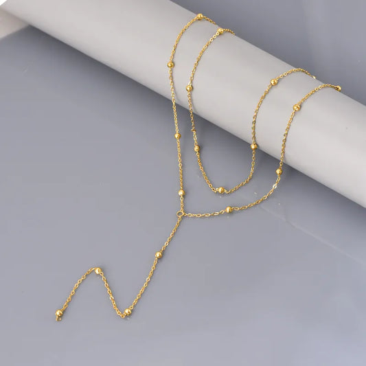 Collier acier inoxydable dore hypoallergenique elegant