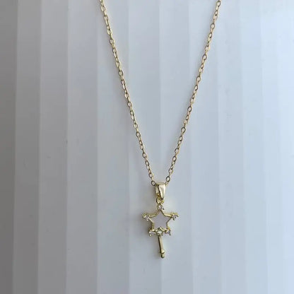 Collier Lilly pendentif étoile avec strass et pierre blanche