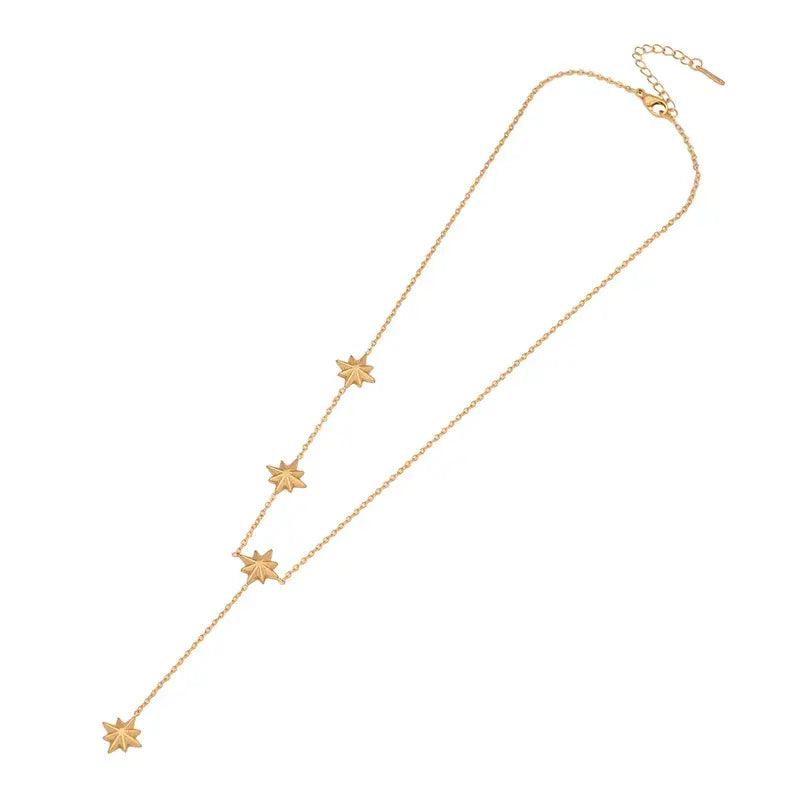 Collier Gloria design en Y acier inoxydable doré