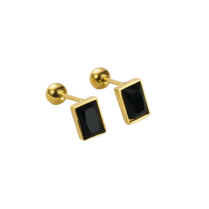 Boucles Lucie Amiline pierre noire acier