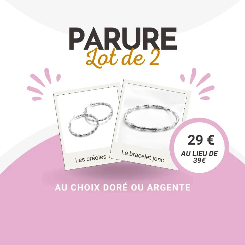 Lot Bambou bracelet acier et creoles 