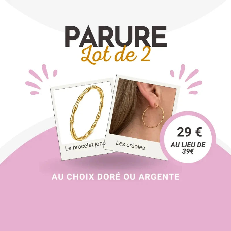 lot de 2 pieces Bambou doré bracelet et créole