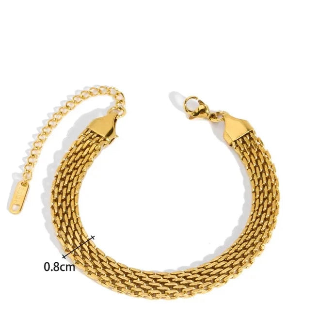 bracelet maille a plat dore