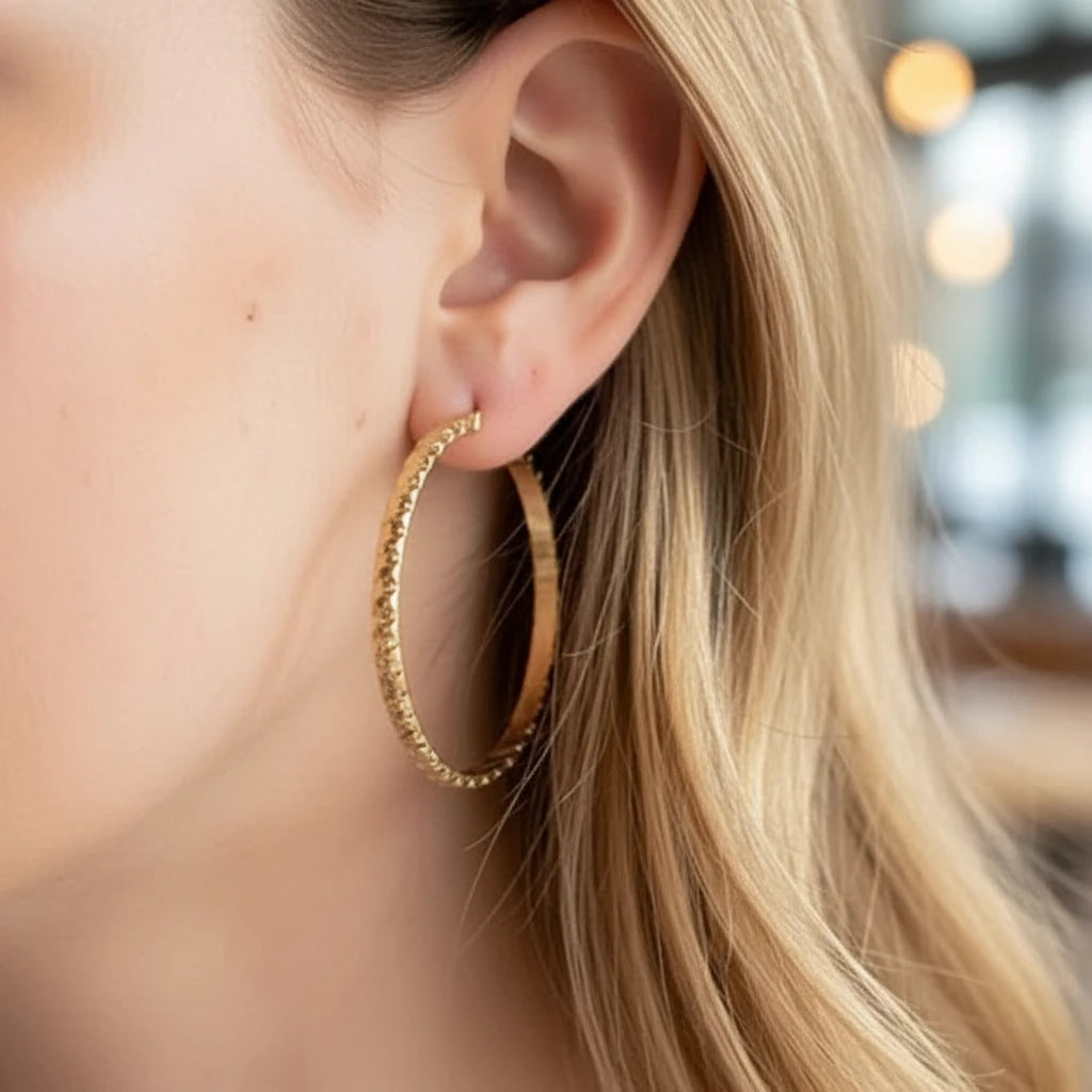 Eras - Boucle d'oreilles créole en acier inoxydable AMILINE