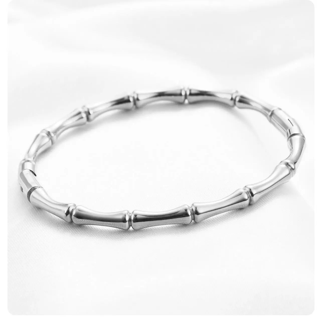 Bracelet rigide, Bambou acier inoxydable argenté