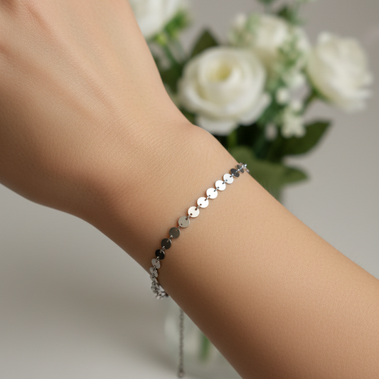 Bracelet porté pampille pieces argent acier 