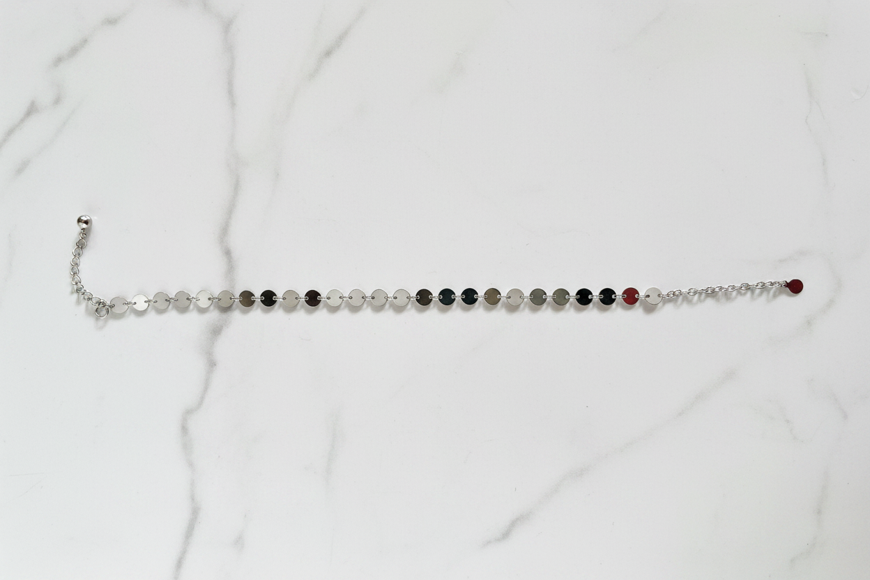 Bracelet pampille pièces acier argent