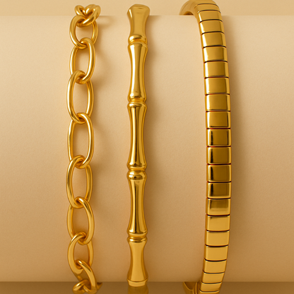 Bracelets acier inoxydable dores