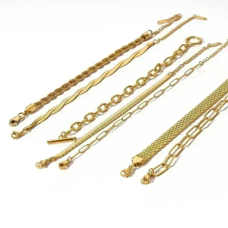 bracelets acier torsade dore